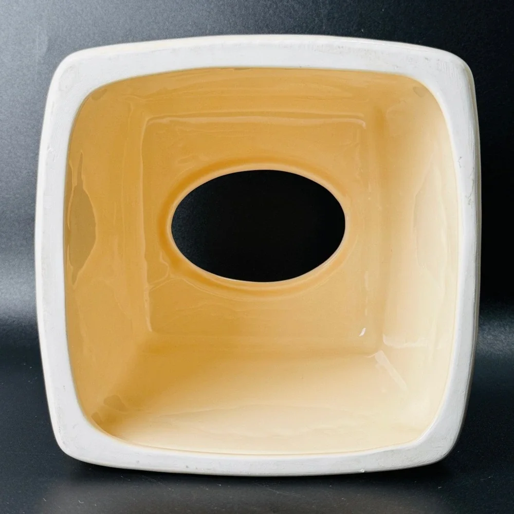 Vintage Ivory Ceramic Tissue Box Cover Scroll Bathroom Vanity Cottagecore Decor